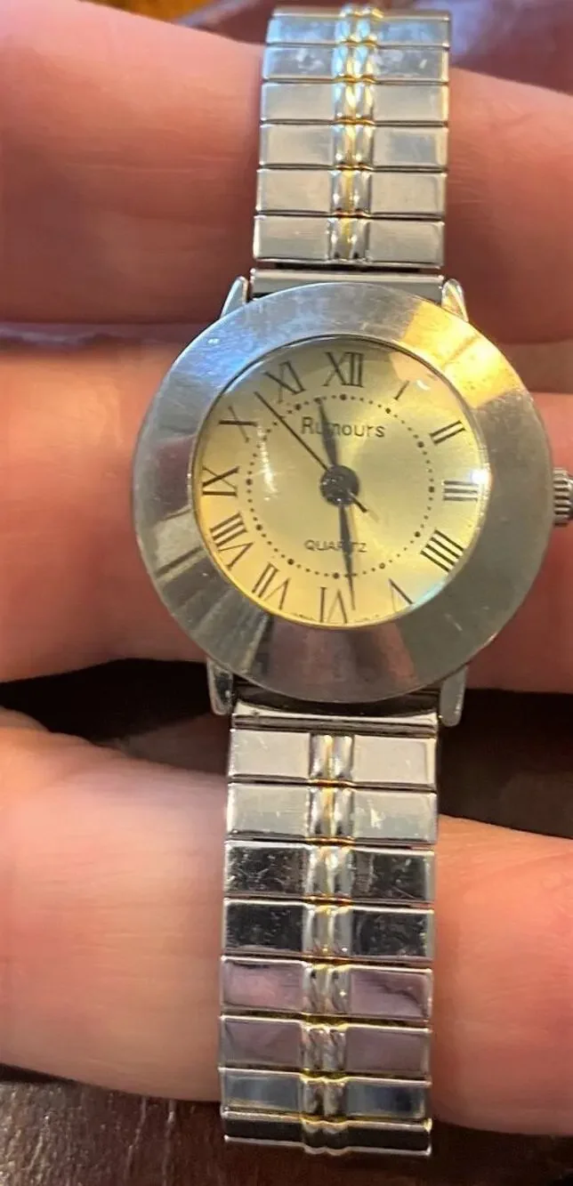 Women's 26mm Rumours Watch, Silver Tone with Expansion Band, Gold Tone Face